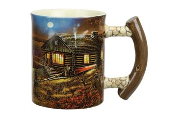 Image of River's Edge Deluxe Mug Cabin Scene, Brown 86995