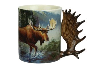 Image of River's Edge Deluxe Mug Moose Scene, Brown 86993