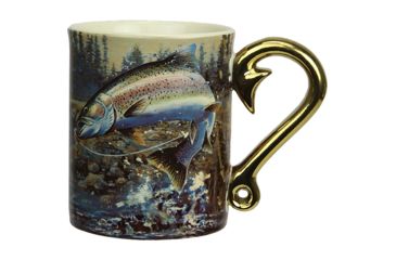 Image of River's Edge Deluxe Mug Rainbow Trout Scene, Gold 86997
