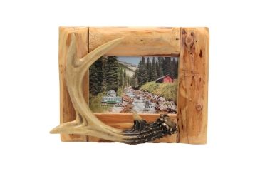 Image of River's Edge Resin Picture Frame, Single Photo, Deer, Fir Root, Antler, 4in x 6in 184088