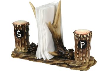 Image of River's Edge Rivers Edge Resin Antler Salt &amp; Pepper Shakers Napkin Holder