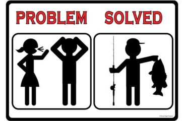 Image of River's Edge Rivers Edge Sign 12''x17'' ''problem Solved Fish''