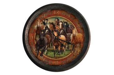 Image of Rivers Edge Clock,15-inch, Horse Scene, Rusted, 1021