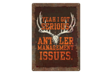 Image of Rivers Edge Tin Sign, Antler Management, 12 x 17 in, 2210