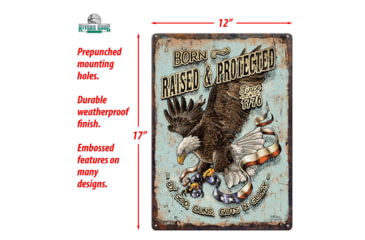 Image of Rivers Edge Tin Sign, Born Raised and Protect, 12 x 17 in, 4514