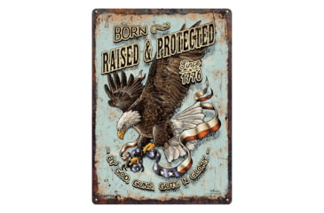 Image of Rivers Edge Tin Sign, Born Raised and Protect, 12 x 17 in, 4514