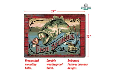 Image of Rivers Edge Tin Sign, Fish Stories, 12 x 17 in, 2268