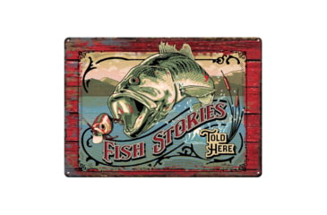 Image of Rivers Edge Tin Sign, Fish Stories, 12 x 17 in, 2268