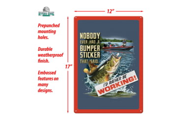 Image of Rivers Edge Tin Sign, Fishin Bumper Sticker, 12 x 17 in, 1477