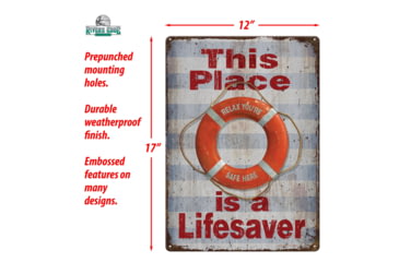 Image of Rivers Edge Tin Sign, Lifesaver, 12 x 17 in, 4501