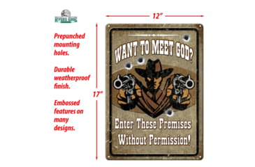 Image of Rivers Edge Tin Sign, Meet God, 12 x 17 in, 1592