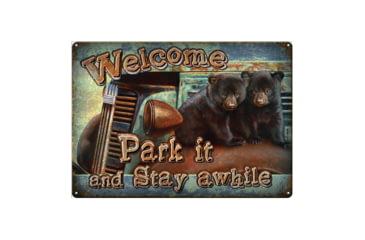 Image of Rivers Edge Tin Sign, Park It Bear, 12 x 17 in, 2257