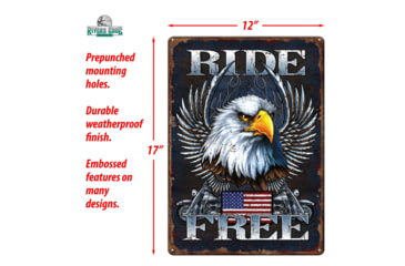 Image of Rivers Edge Tin Sign, Ride Free, 12 x 17 in, 1593
