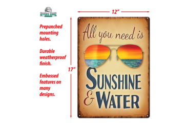 Image of Rivers Edge Tin Sign, Sunshine and Water, 12 x 17 in, 4500