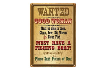 Image of Rivers Edge Tin Sign, Wanted Good Woman, 12 x 17 in, 1588