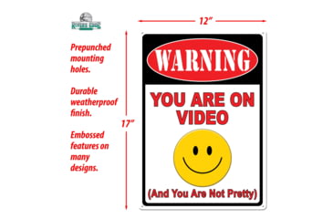 Image of Rivers Edge Tin Sign, Warning On Video, 12 x 17 in, 2262