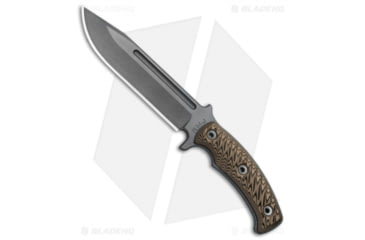 Image of RMJ Tactical Combat Africa Fixed Blade Knife, 7.00in, 80CrV2, Clip Point Blade, G10 Brown Handle, Gray/Brown, 11.75in, BHQ-76563