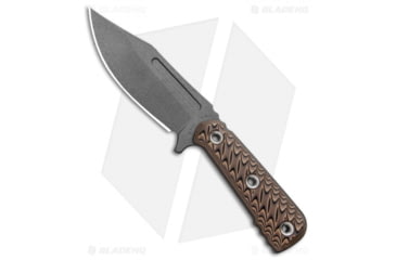Image of RMJ Tactical UCAP Fixed Blade Knife, 4.25in, 52100, Clip Point Blade, G10 Brown Handle, Gray/Brown, 8.125in, BHQ-94303