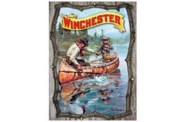 Image of Rockin W' Brand Rockin'w Brand Winchester ''fishermen In Canoe'' Twig Sign