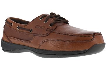 Image of Rockport Mens Sailing Club 3 Eye Tie Steel Toe Boat Shoe, Brown, 10.5 RK6745-BROWN-10.5-MENS-W