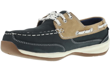 Image of Rockport Sailing Club Boat Shoe - Womens, 6 US, Wide, Navy Blue/Tan, RK670-BLU/TN-6-WOMEN-W
