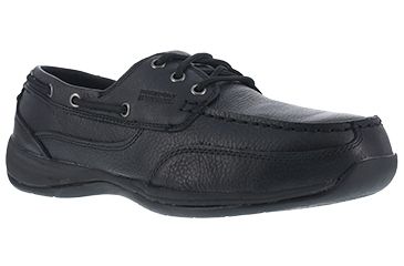 Image of Rockport Womens Sailing Club 3 Eye Tie Boat Shoe, Black, 6 RK638-BLACK-6-WOMENS-M