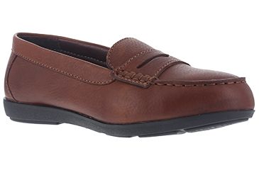 Image of Rockport Womens TopShore Steel Toe Penny Loafer Shoes, Brown, 7 RK601-BROWN-7-WOMENS-M