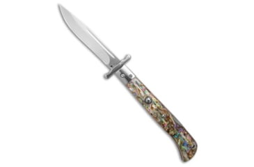 Image of Roma AKC World 11 Automatic Folding Knife, 4.625in, 440, Drop Point Blade, Abalone, Blue/Brown/Green/Pink Handle, Blue/Brown/Green/Pink/Steel, 11.00 inch, BHQ-192074