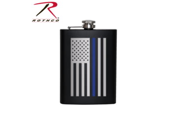 Image of Rothco Thin Blue Line Flag Flask, Stainless Steel, 8oz, 1687