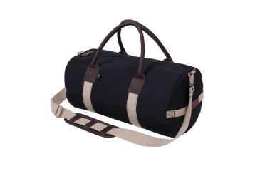 Image of Rothco Canvas &amp; Leather Gym Duffle Bag, Black, 2621-Black