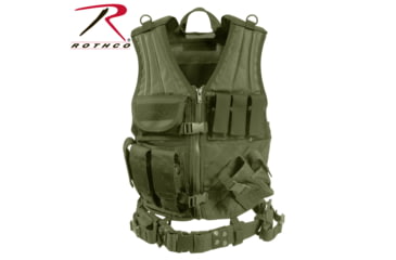 Image of Rothco Cross Draw MOLLE Tactical Vest, Olive Drab, Oversized, 2391-OliveDrab-Oversized