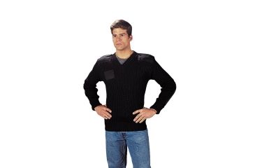 Image of Rothco G.I. Type Wool V-Neck Sweater, 44, Black, 6344-44-Black