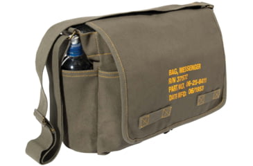 Image of Rothco Heavyweight Canvas Classic Messenger Bag With Military Stencil, Olive Drab, 91182-OliveDrab
