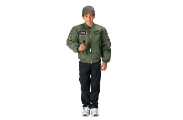 Image of Rothco Kids Flight Jacket With Patches, Sage Green, Small, 7340-SageGreen-S