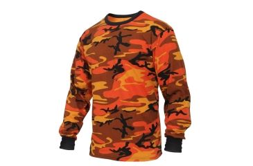 Image of Rothco Long Sleeve Colored Camo T-Shirt, Savage Orange Camo, M, 3136-SavageOrangeCamo-M