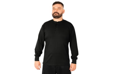 Image of Rothco Long Sleeve Henley T-Shirt - Mens, Black, Small, 21020-Black-S