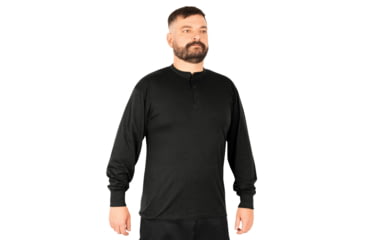 Image of Rothco Long Sleeve Henley T-Shirt - Men's, Black, Small, 21020-Black-S