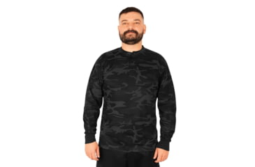 Image of Rothco Long Sleeve Henley T-Shirt - Mens, Midnight Black Camo, Extra Large, 21040-MidnightBlackCamo-XL