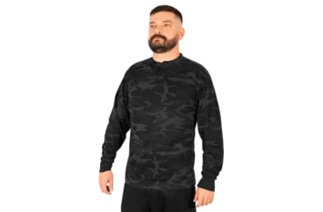 Image of Rothco Long Sleeve Henley T-Shirt - Mens, Midnight Black Camo, Extra Large, 21040-MidnightBlackCamo-XL