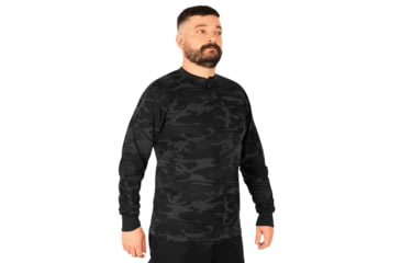 Image of Rothco Long Sleeve Henley T-Shirt - Mens, Midnight Black Camo, Extra Large, 21040-MidnightBlackCamo-XL