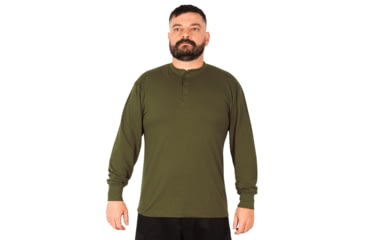 Image of Rothco Long Sleeve Henley T-Shirt - Mens, Olive Drab, Small, 21025-OliveDrab-S