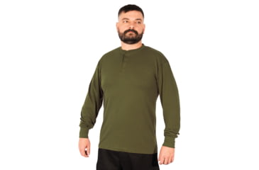 Image of Rothco Long Sleeve Henley T-Shirt - Men's, Olive Drab, Small, 21025-OliveDrab-S