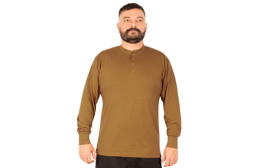 Image of Rothco Long Sleeve Henley T-Shirt - Mens, Work Brown, Large, 21030-WorkBrown-L
