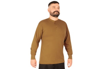 Image of Rothco Long Sleeve Henley T-Shirt - Mens, Work Brown, Large, 21030-WorkBrown-L