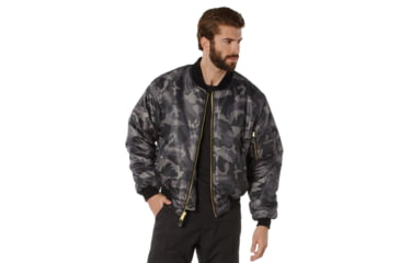 Image of Rothco MA-1 Flight Jacket, Black Camo, Large, 73330-BlackCamo-L