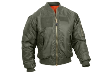 Image of Rothco MA-1 Flight Jacket with Patches, Sage Green, Small, 7240-SageGreen-S