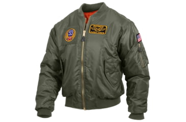 Image of Rothco MA-1 Flight Jacket with Patches, Sage Green, Small, 7240-SageGreen-S