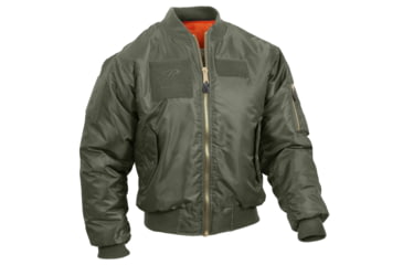 Image of Rothco MA-1 Flight Jacket with Patches, Sage Green, Small, 7240-SageGreen-S