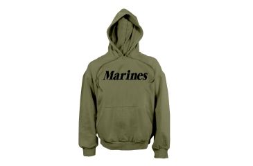 Image of Rothco Marines Pullover Hooded Sweatshirt, Olive Drab, Small, 9176-OliveDrab-S