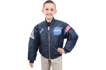 Image of Rothco NASA MA-1 Flight Jacket, Kids, Blue, Large, 7063-330